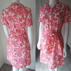 Vintage 1960's Pink Daisy Flower Mod Dress